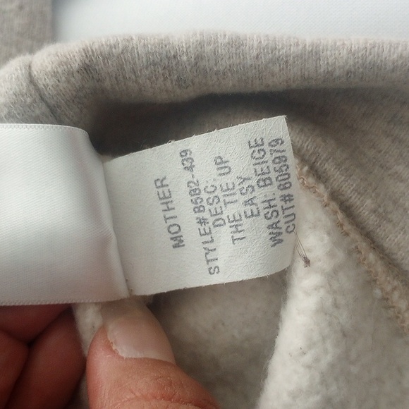 MOTHER Don't Sweat It- TheTie Up Easy Crop Lace Up Sweatshirt-Biege - Picture 10 of 10